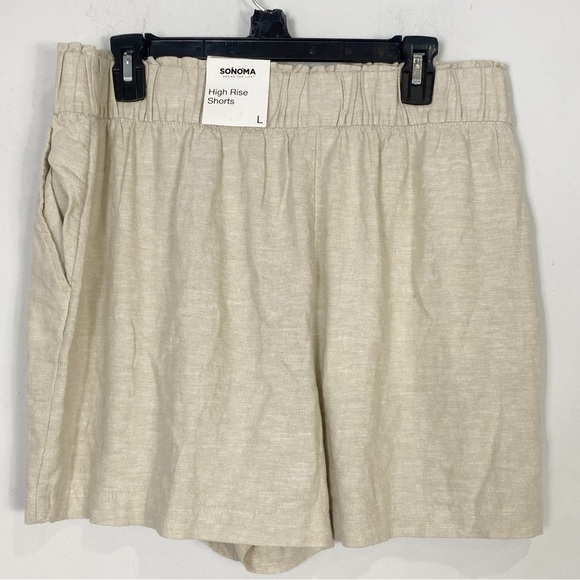 SONOMA Linen Blend High Rise Pull On Shorts XL Tan - Picture 3 of 9